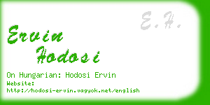 ervin hodosi business card